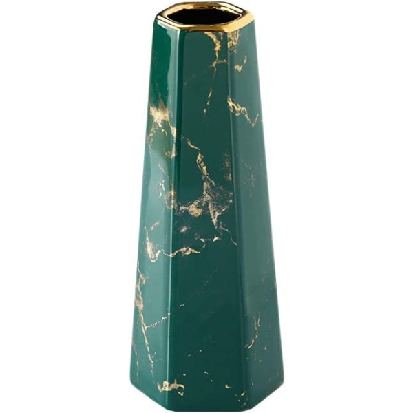 20cm Vase of Green Gold Marble Ceramic Tall Design Decorativ