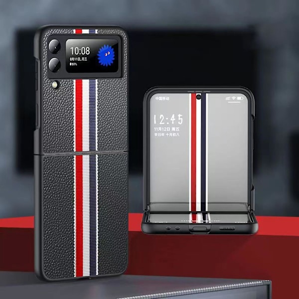 Äkta läder Limited Edition Kompatibel Samsung Galaxy Z Flip 4, Z Flip 4 Fodral Stötsäker Black