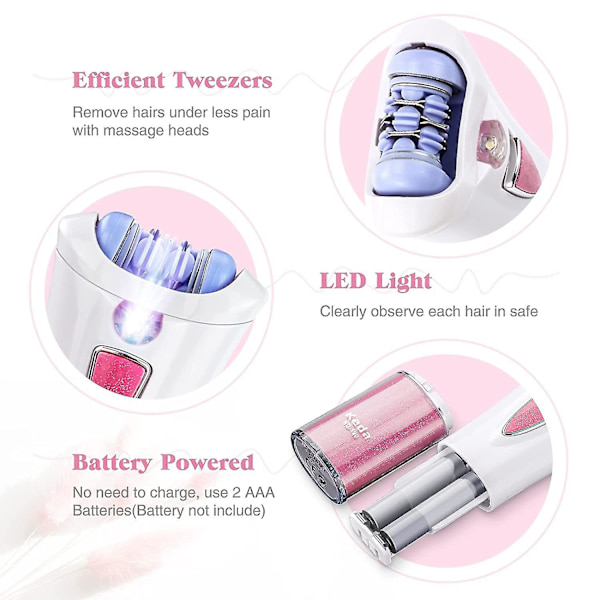 Smooth Glide Epilator, Bærbar Ledningsfri Barbermaskin, Ansiktshårsklipper, Mini Hårplukker Med Lys (fint Hår)