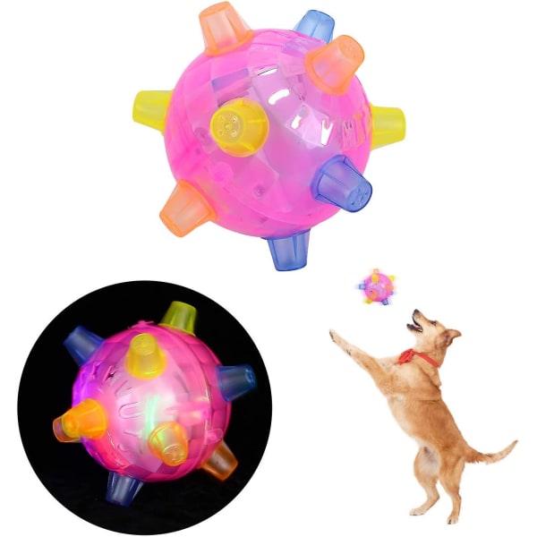 Hoppende aktiveringsbold til hunde, blinkende bold, med lyse lyde