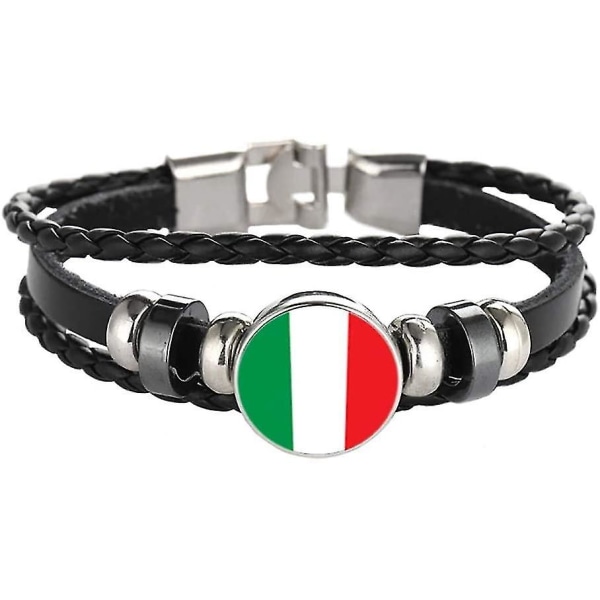 Italien Flag flettet armbånd læder kæde krystal armbånd