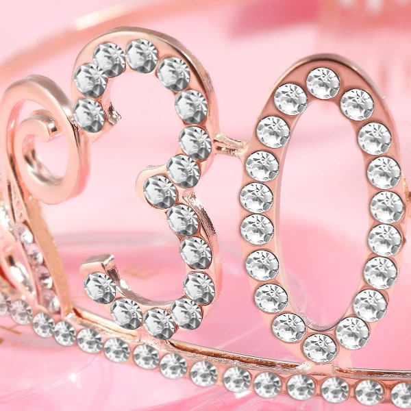 30-årsjubileumskrona Tiara Tiara med strasskristallkam (roséguld)