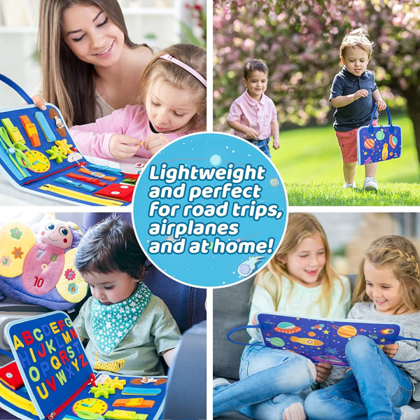 Toddler Busy Board 4 etager, Activity Board Sensorisk Board, Montessori-legetøj til babydrenge 3 4 år Lærer grundlæggende livsfærdigheder Spaceship model