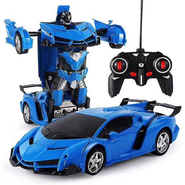 Fjernbetjent bil, 2 i 1 transformer robotbil, et tryk