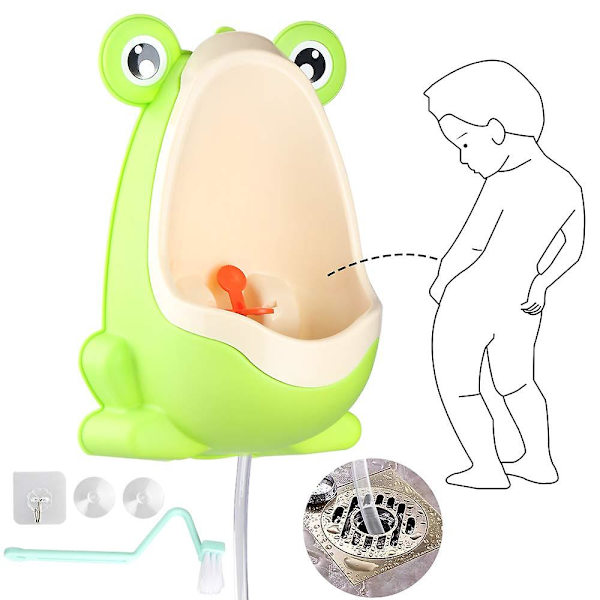 Ny sød frø pottetræning urinal med afløbsslange til drenge, børne urinal træner med sjovt sigtemål