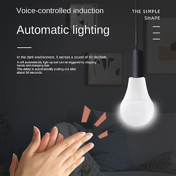 5 stk. Lyd- og lysstyret sensor switch forsinkelse automatisk lysstyring LED-pære lydsensor