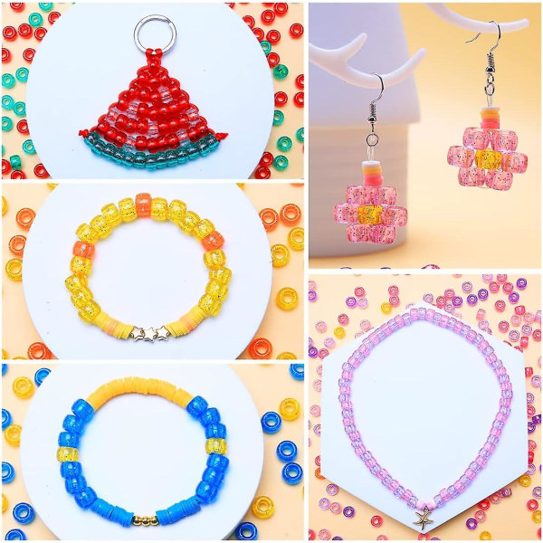 Glitterponnypärlor - 1000 pärlor för smycketillverkning, hantverk och hårflätor