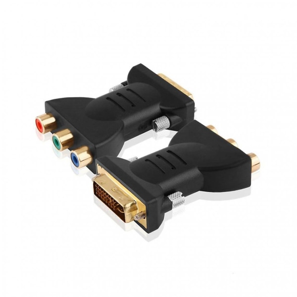 Dvi-i 24+5 hann til 3 Rca hunn svart adapterkonverter Hdmi-kabel