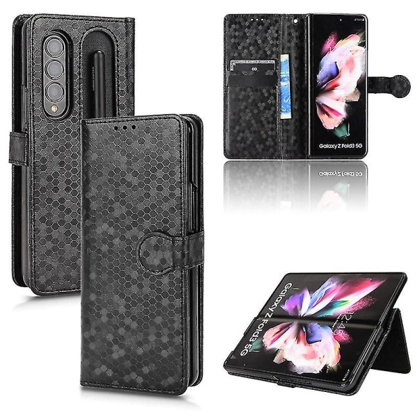 Magnetisk case kompatibelt Samsung Galaxy Z Fold 4 med korthållare & pennfack & rem Black