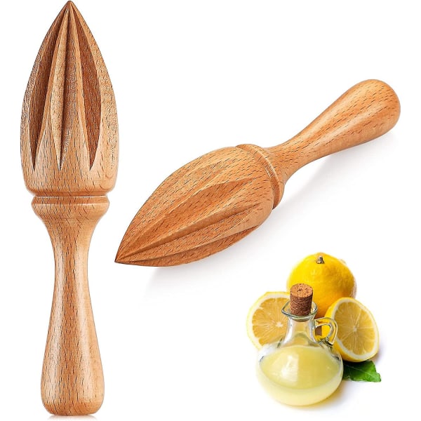 2 Pcs Wooden Citrus Reamer Lemon Hand Juicer Beech Wood Handheld Citrus Juicer Easy To Hold Kitchen Juicing Tool Manual Orange Lime Lemon Juice Reamer