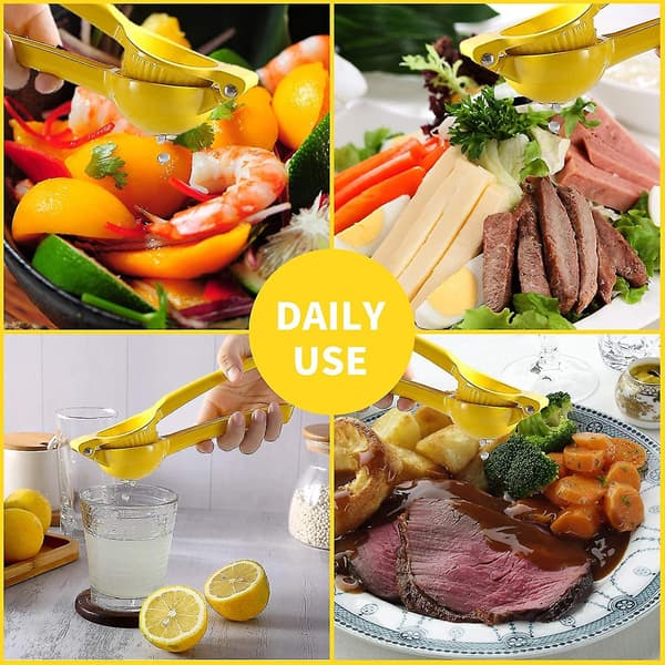 Citronpresser i Rustfrit Stål, Gul Citronpresser Uddrager Saft Ind