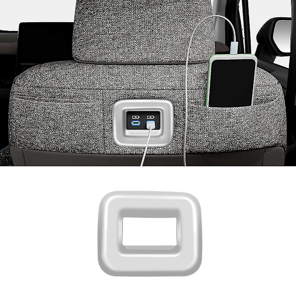 For Sienta 2023 2023 Bil Bak USB Utstyre Lading Port Beskyttende Deksel Ramme Panel Sølv Rhd