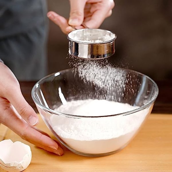 Melsiver til mel, mini rund melsigte i rustfrit stål, fintmasket si