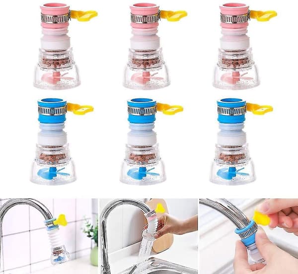 6-delt Kran Sprutsikker Filterrenser (blå, rosa)