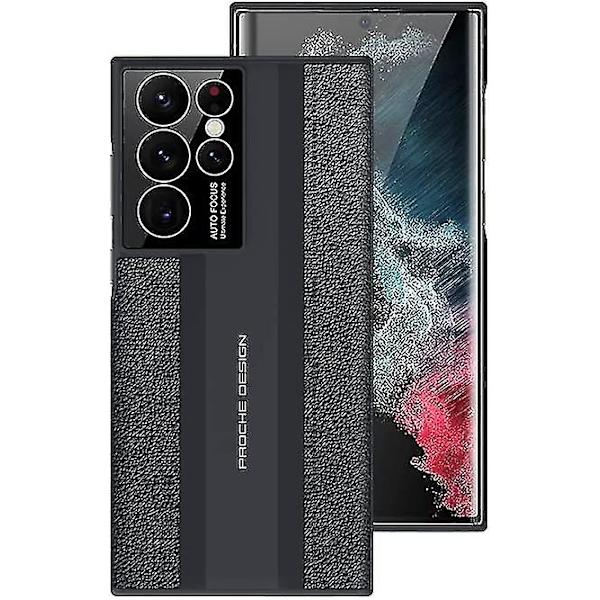 Äkta Läderfodral Kompatibelt Samsung Galaxy S23+ Äkta Läder Bakstycke Ultratunt Hård Stötfångare Black