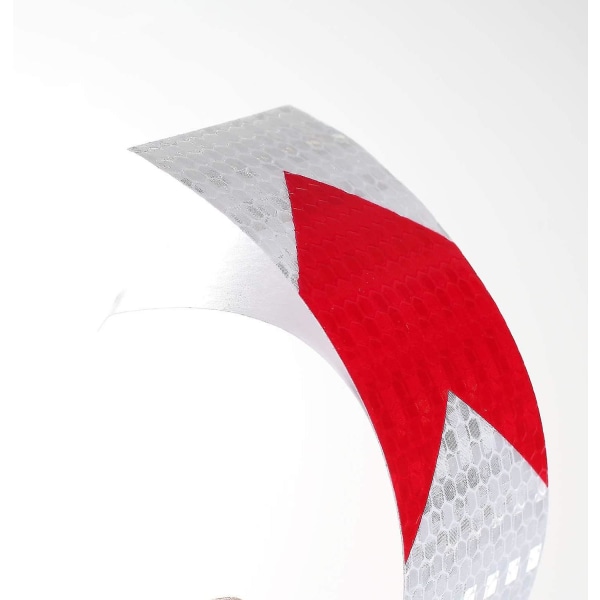25mx5cm reflekterende advarselstape, reflekterende sikkerhetstape, høy intensitet, pil i rødt og hvitt