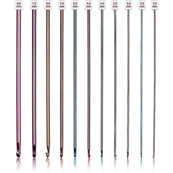 Long Crochet Hook Set, 11pcs Tunisian Crochet Hooks Multicol