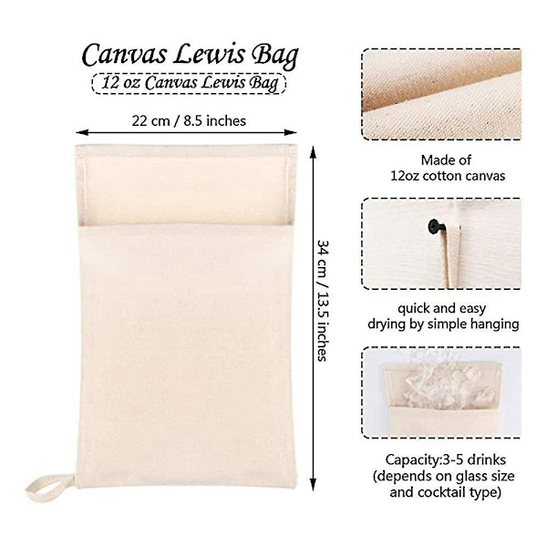 2 stk. Bag Canvas Ice Bag Gjenbrukbar Canvas Bag Tre Hammer Mallet For Bartender Bar Tilbehør