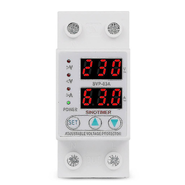 63a 230v Över- och underspänningsskydd Skydd Strömbegränsare Voltmeter