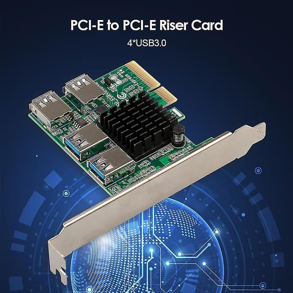 PCI-e til PCI-e Adapter 1 til 4 Slot 1x til 16x USB 3.0 Multiplier Kort Konverter