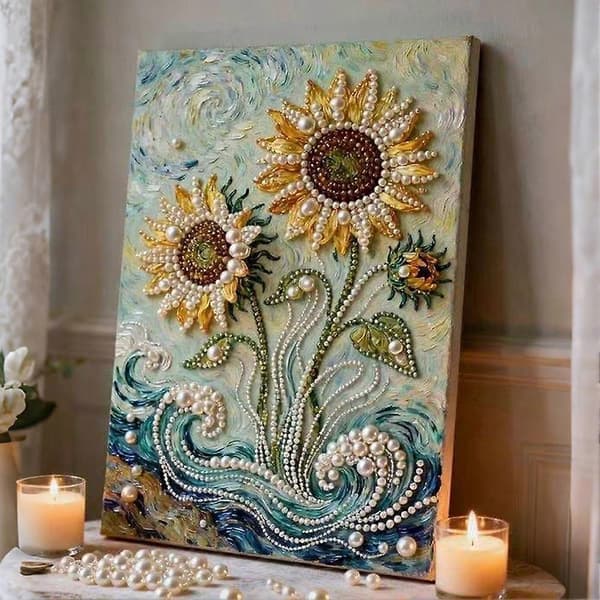 Pärlmålningssats 30x40cm - Diamantpärlkonsthantverk - Ram ingår E
