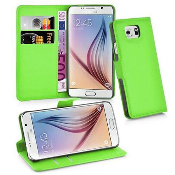 Samsung Galaxy S6 -kotelo - korttipaikoilla ja jalustatoiminnolla MINT GREEN