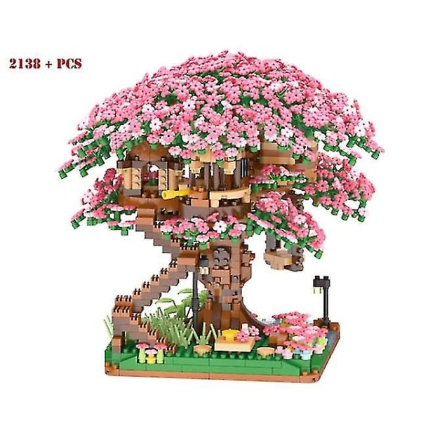 Mini Sakura -puutalolohkot Japanilainen katu näkymä Kirsikankukka Mallirakennus Moc House Tree Bricks Lelut Syntymäpäivälahjat Ystäville