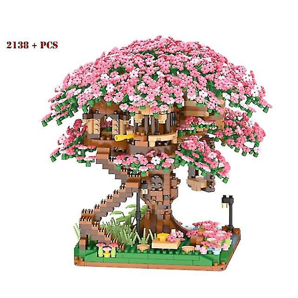 Mini Sakura Træhus Blokke Japansk Gadebillede Kirsebærblomst Modelbygning Moc Hus Træ Mursten Legetøj Fødselsdagsgaver Til Venner