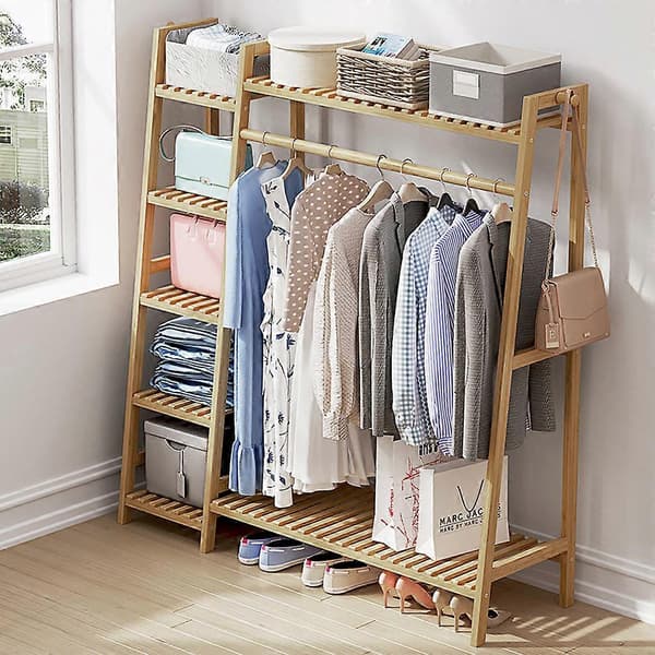 Bambuinen vaateteline makuuhuoneeseen, luonnollinen 110 cm