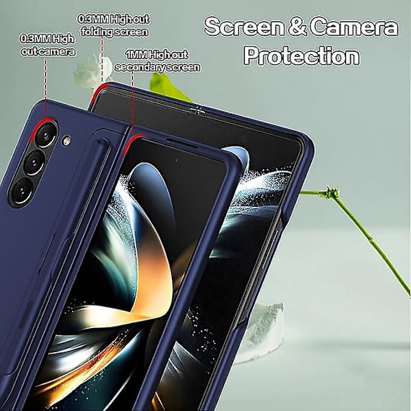 Fodral för Samsung Galaxy Z Fold 5 med S Pen, utbytbart S Pen-hållare och stativstöd Trådlös laddningsfodral för Samsung Z Fold 5 purple