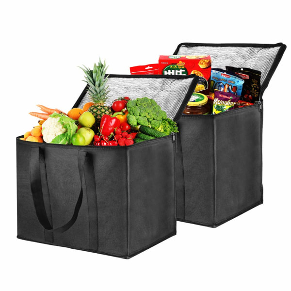 Isolerad återanvändbar matväska för shopping, extra stor storlek med robust dragkedja och förstärkt handtag