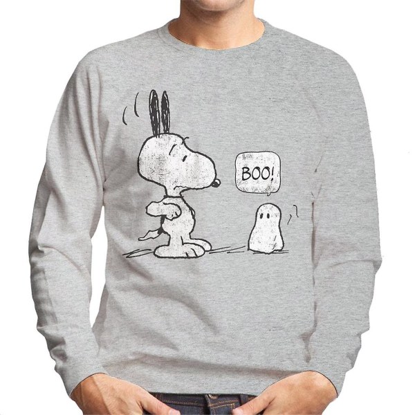 Peanuts Halloween Ghost Fright Snoopy Herr Sweatshirt Heather Grey Small