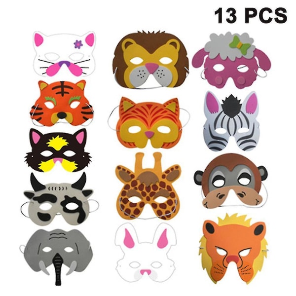 Kids Eva Animal Masks,13 Pcs Kids Cartoon Masks Kids For Boys Girls