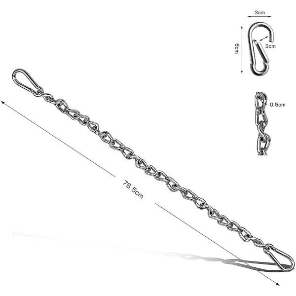 Kæde med to karabinhager 66 cm hængekøje Kædeforlængerkæde rustfrit stål