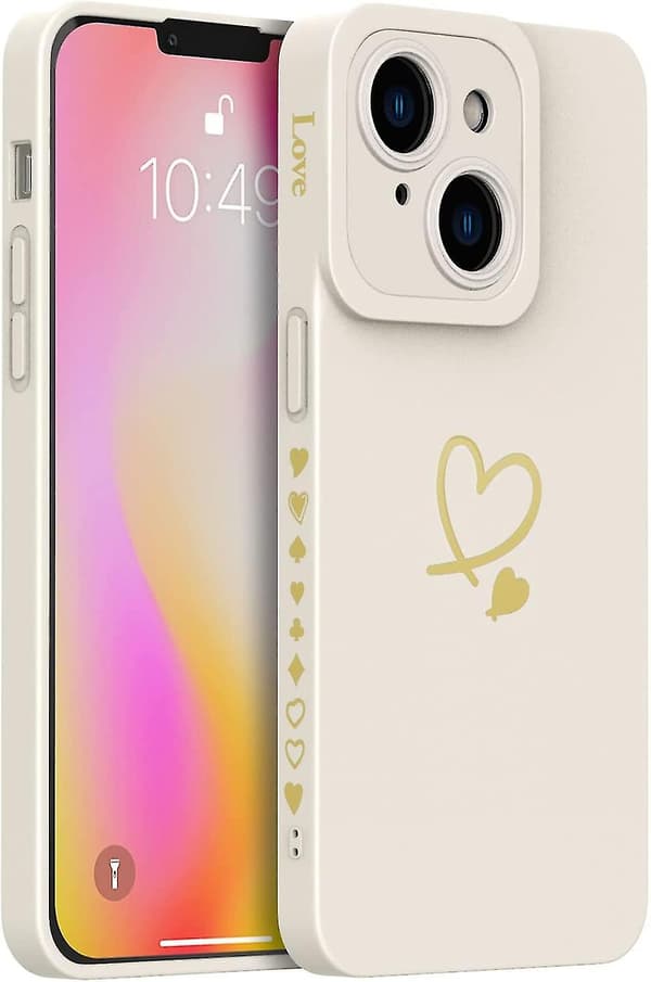 iPhone 14 Plus Skal Silikon Hjärta Sida 6.7 Tum, Vit