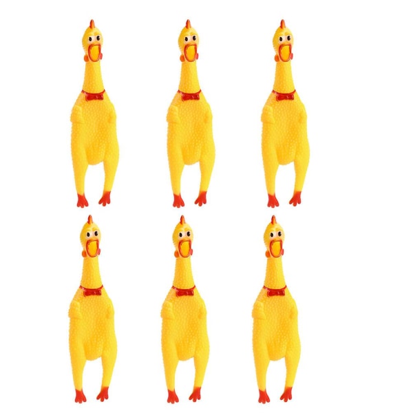 6 stk Kyllingeleker Squeaky Chicken Toy Screaming Chicken Prank