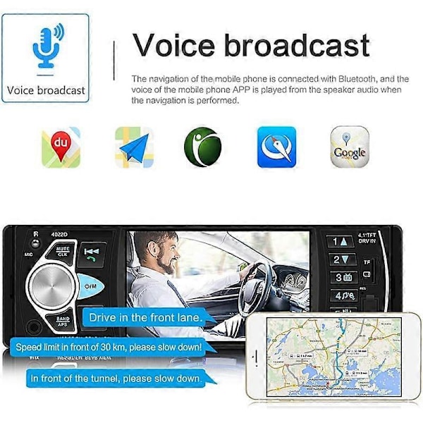Bilradio 1 Din Stereo MP5 Afspiller Bluetooth FM USB Autoradio 4,1 Tommer Understøtter Bakkamera Mirrolink Ratkontrol