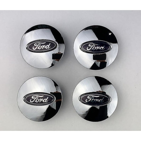 Ford Black & Chrome Wheel Center Caps Navemblem Emblem 65mm 4st