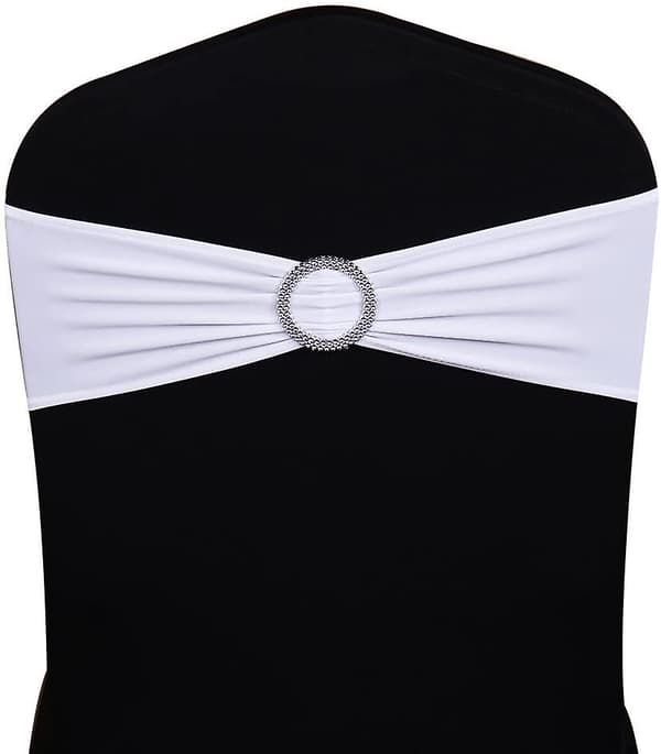 10 st elastiska stolsöverdrag med spänne, för bröllop, Lycra, polyester och spandex stolsrosett, vit