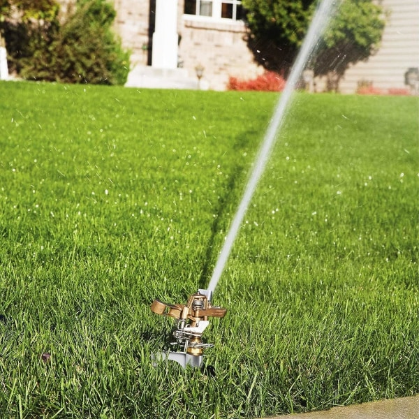 Impuls trädgårdssprinkler, 360 graders kraftig slagspridare för bevattning av gräsmattor med metallspik för bevattning av växter, blommor och grönsaker