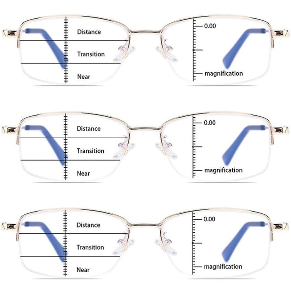 3 Pack Smart Bifocal Progressive Læsebriller Mænd Kvinder Anti-blåt lys