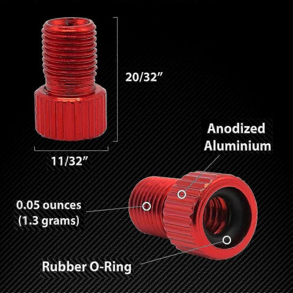 Presta til Schrader Ventiladaptersett - 5 Pakning for Dekkoppblåsing - Fransk til US Standard