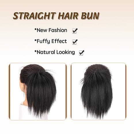 Syntetisk hårbolle extensions rodet lige hårbånd elastisk chignon scrunchie