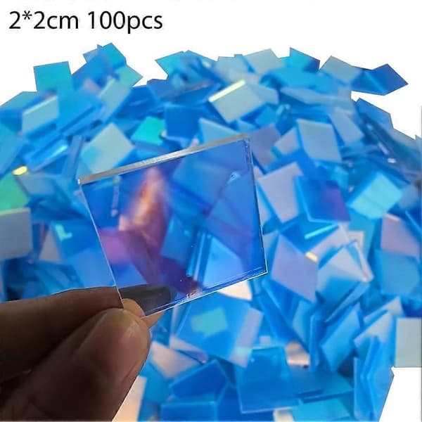 Iriserende akrylfliser Holografisk effekt Mosaikindretning 2X2cm 100pcs