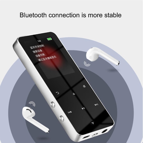 Bluetooth Mp3 Mp4-soitin 8g Hifi-musiikkisoitin tukee korttia, jossa on Fm-herätyskello askelmittari E-kirja Bu