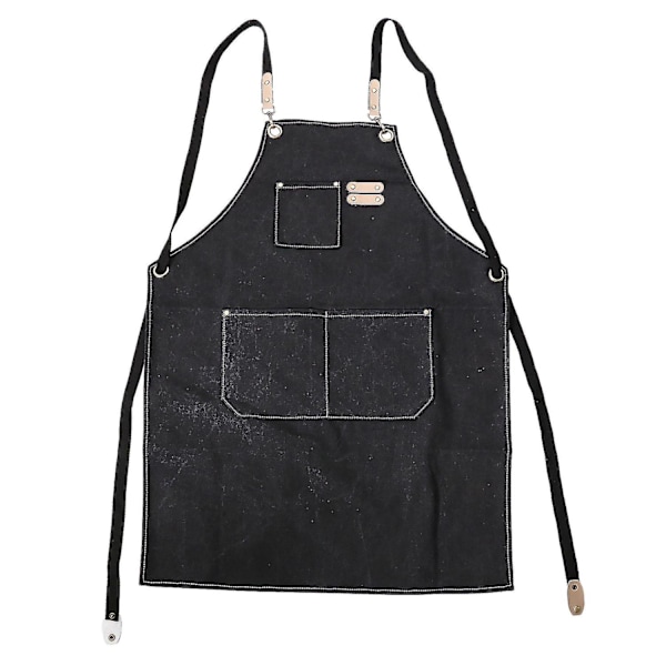 Unisex Vattentät Canvas Arbetsförkläde Snickare Förkläde Med 3 Fickor