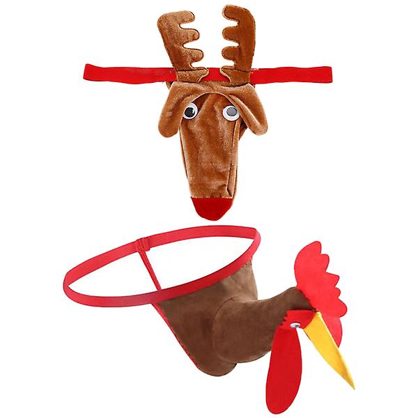 2kpl Rooster Miesten Seksikkäät pikkuhousut Deer Alushousut Alushousut G stringit Halloween Jouluksi
