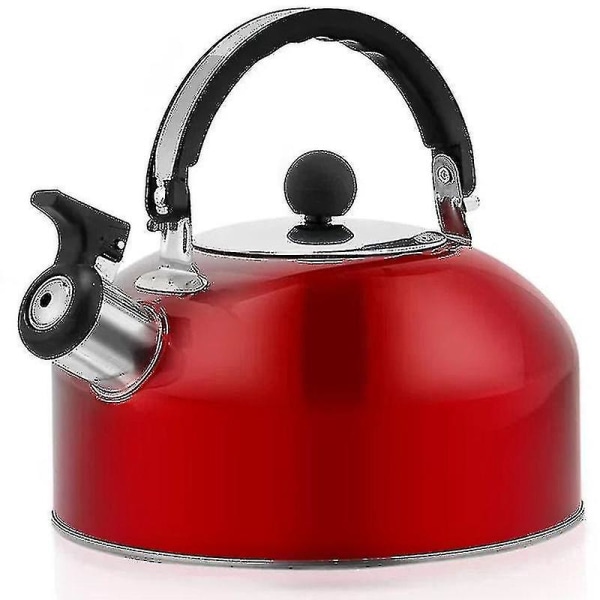 Kotiin viheltävä vedenkeitin kaasuliesille 3l ruostumaton teräspullo (punainen)