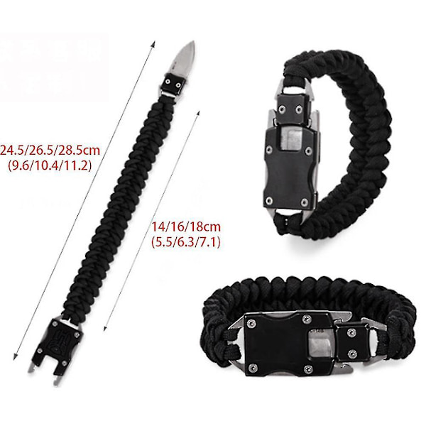 Paracord Armband för Utomhusverktyg Överlevnadsredskap Multifunktionell Överlevnadsarmband för Camping Vandring Fiske