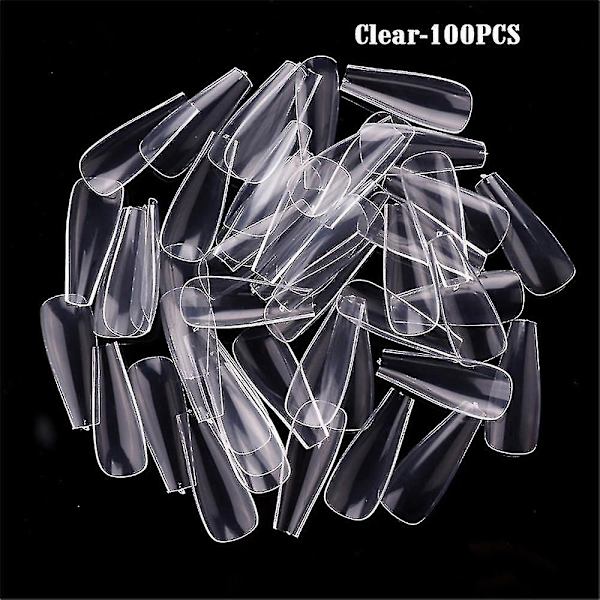100 st Candy Color Coffin Falska Naglar Diy Manikyr Falska Nagelspetsar Ballerina Uv